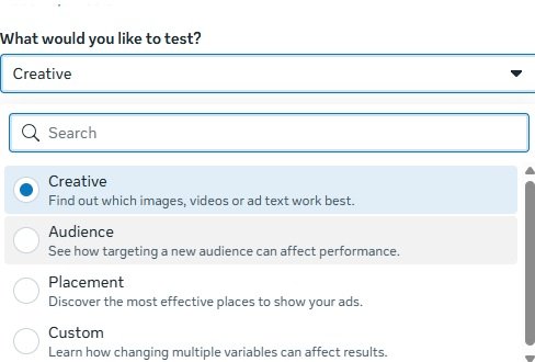Facebook ads a/B testing